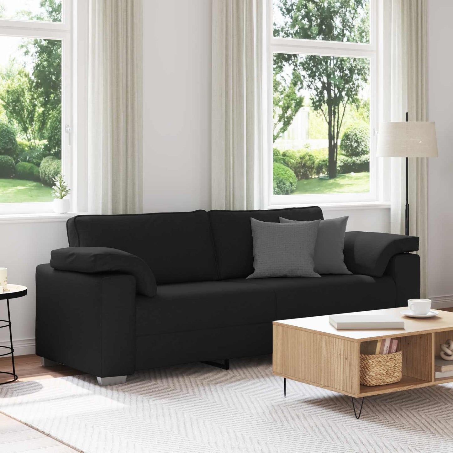 3-Sitzer-Sofa Schwarz 220 cm Stoff