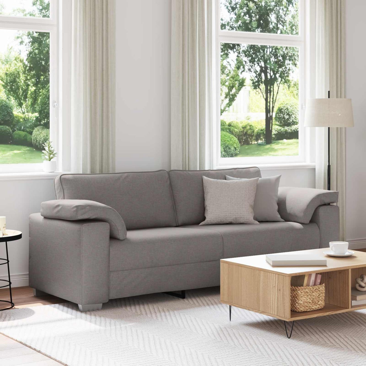 3-Sitzer-Sofa Taupe 220 cm Stoff