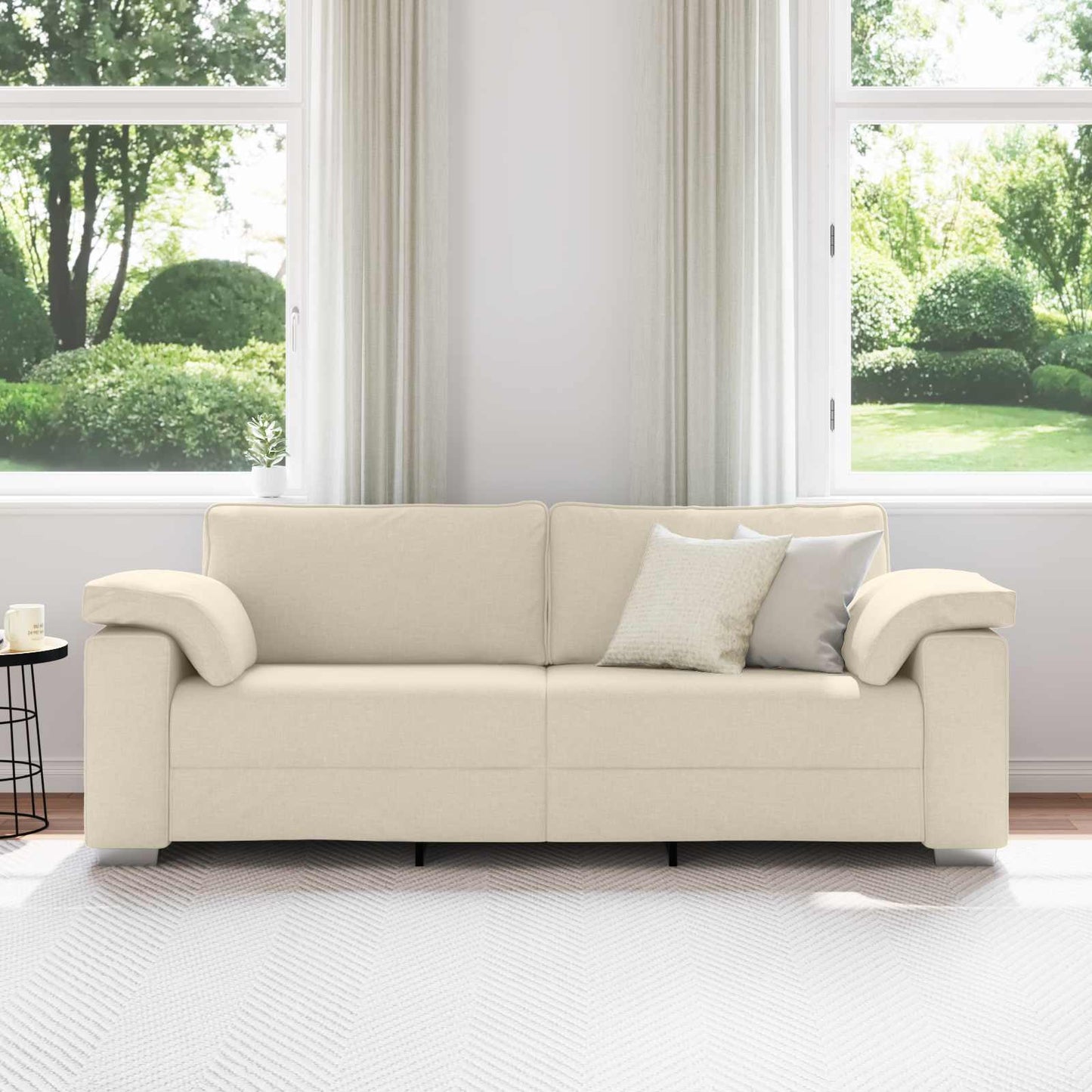 3-Sitzer-Sofa Beige 220 cm Leinenmischgewebe