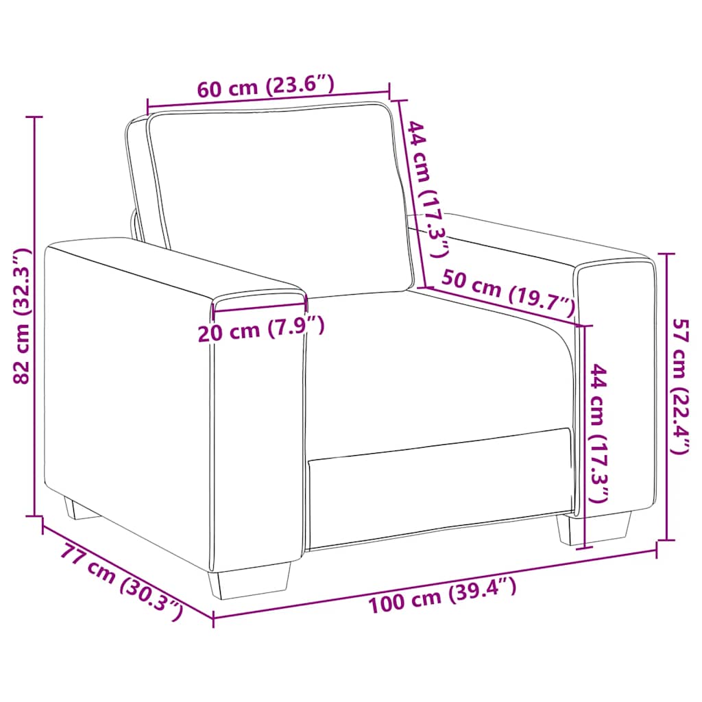 Sessel Rosa 100x77x82 cm Samt