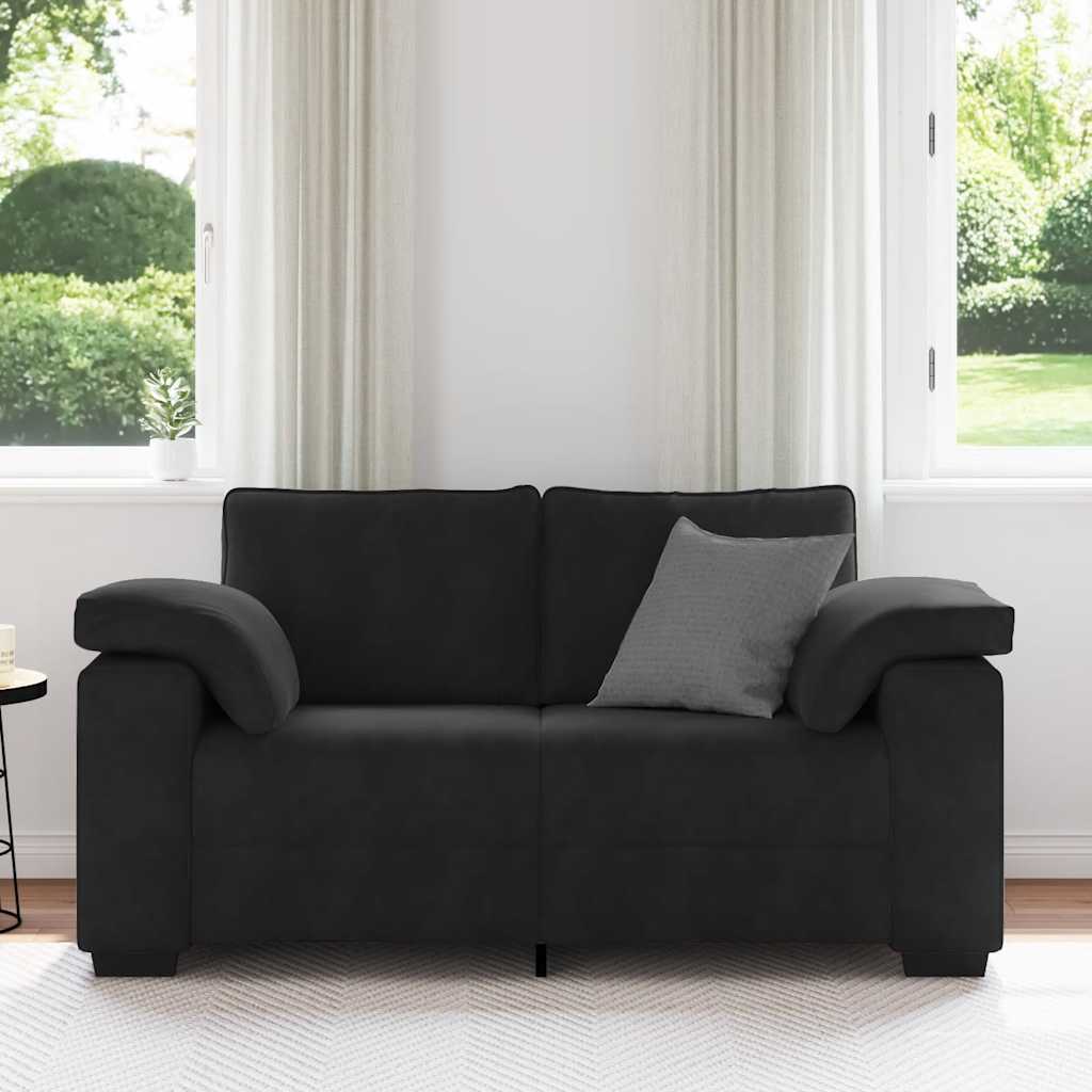 Zweisitzer-Sofa Schwarz 160x77x82 cm Samt