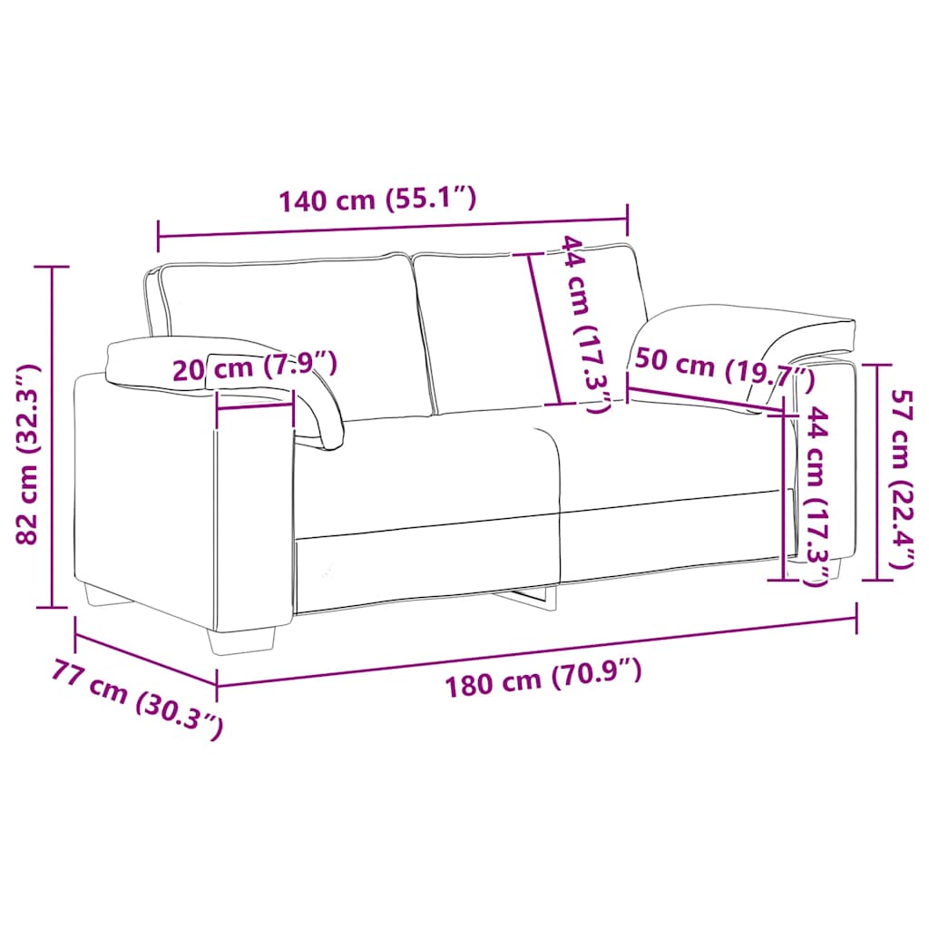 Zweisitzer-Sofa Schwarz 180x77x82 cm Samt