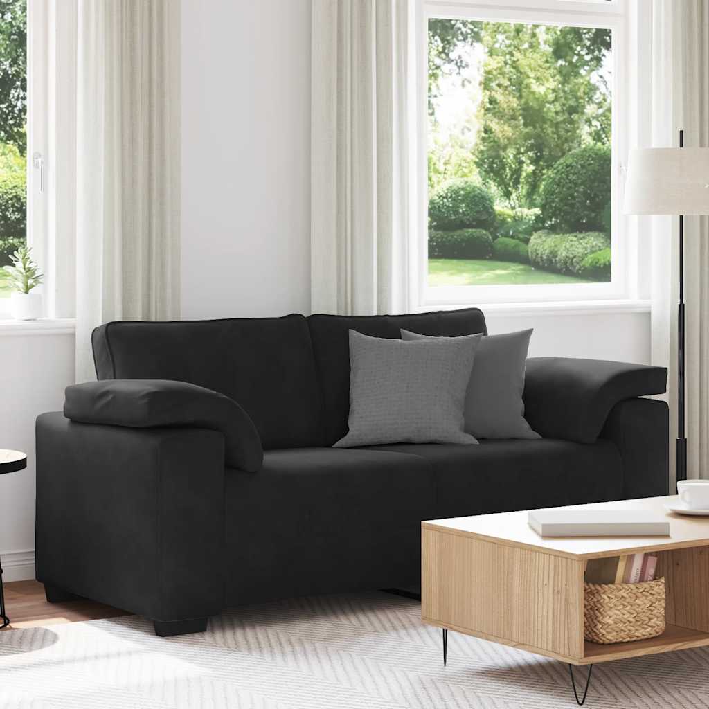 Zweisitzer-Sofa Schwarz 180x77x82 cm Samt