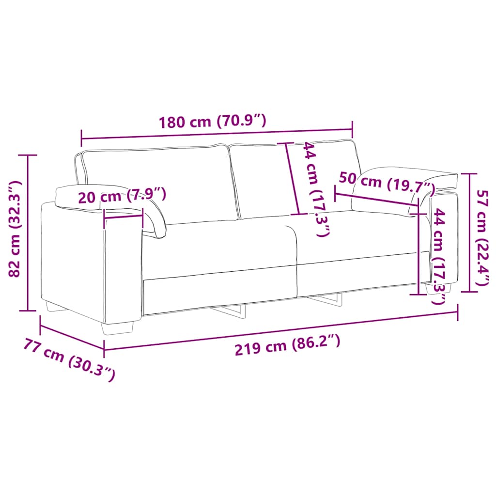 3-Sitzer-Sofa Rosa 220x77x82 cm Samt