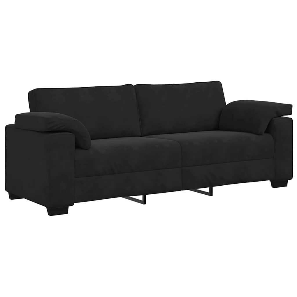 3-Sitzer-Sofa Schwarz 220x77x82 cm Samt