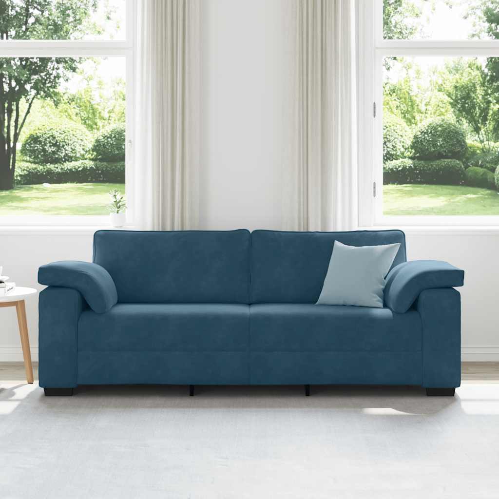 3-Sitzer-Sofa Blau 220x77x82 cm Samt