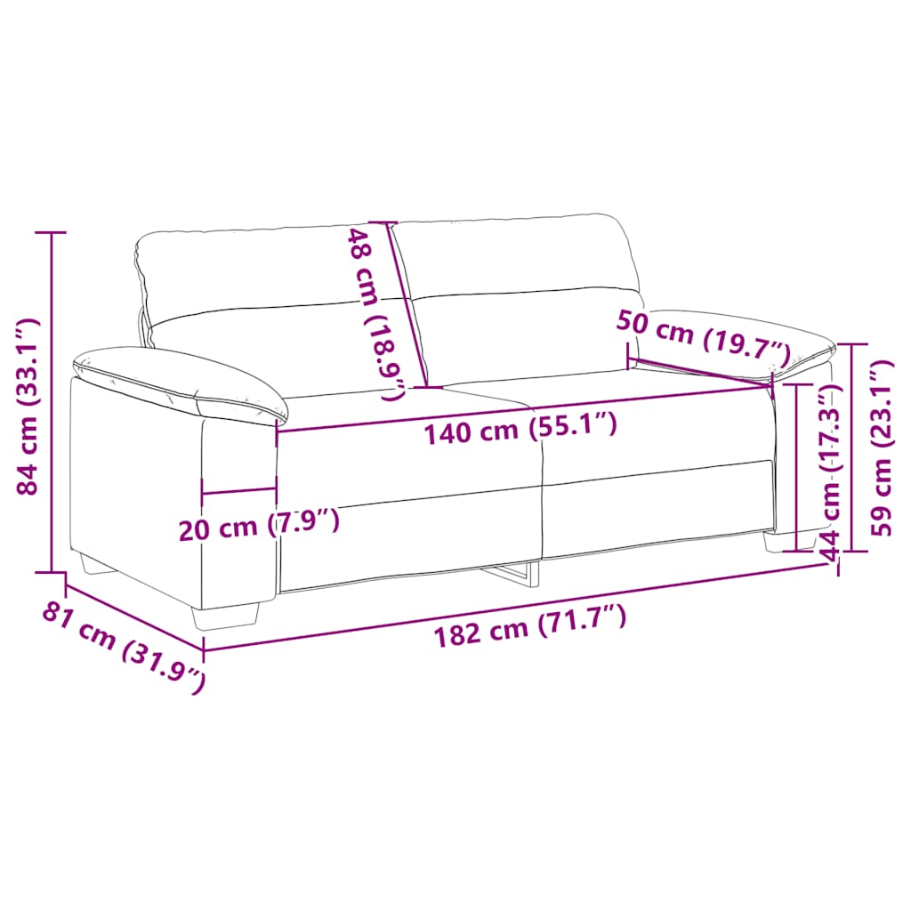 2-Sitzer-Sofa Hellgrau 180x81x84 cm Stoff
