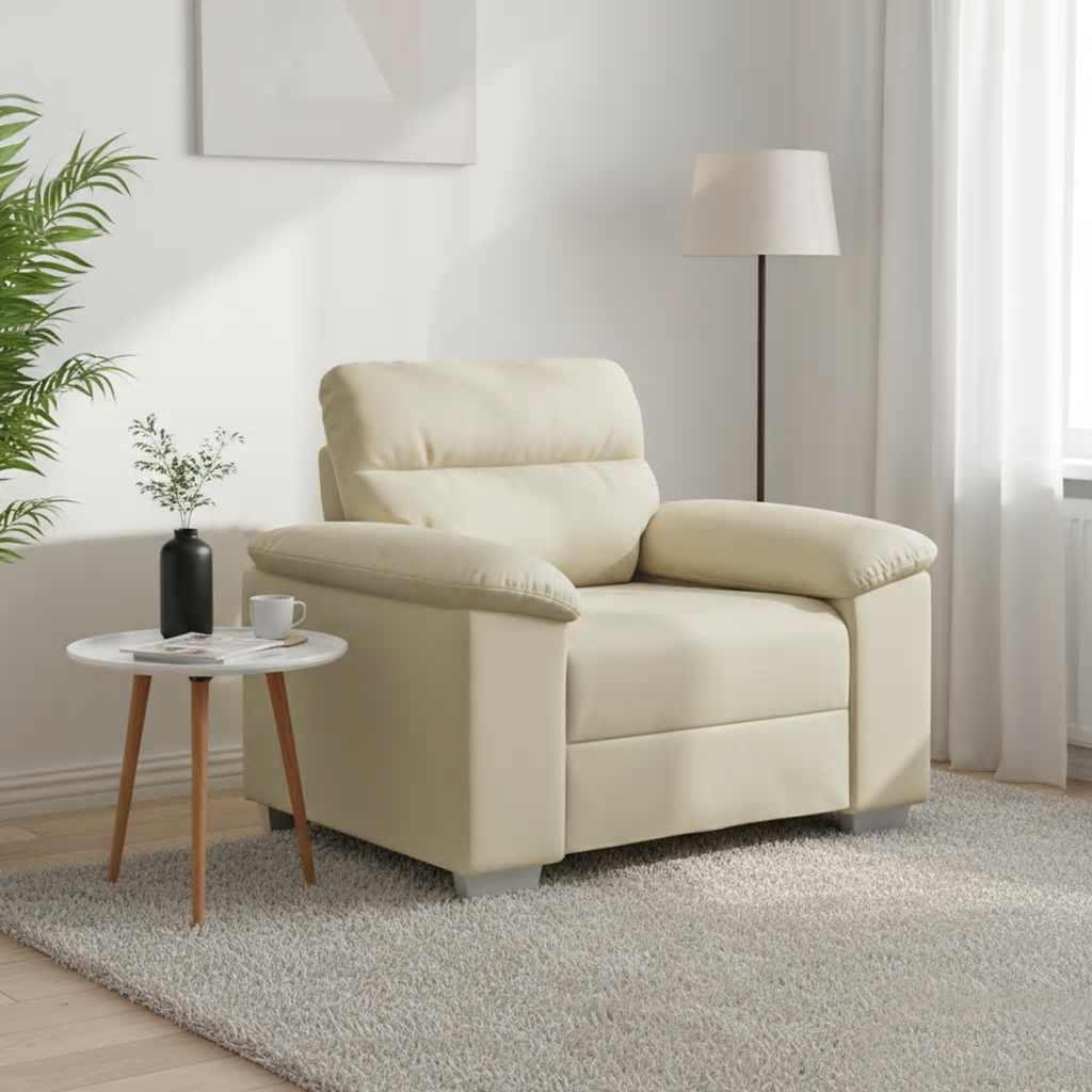 Sessel Creme 100x81x84 cm Kunstleder