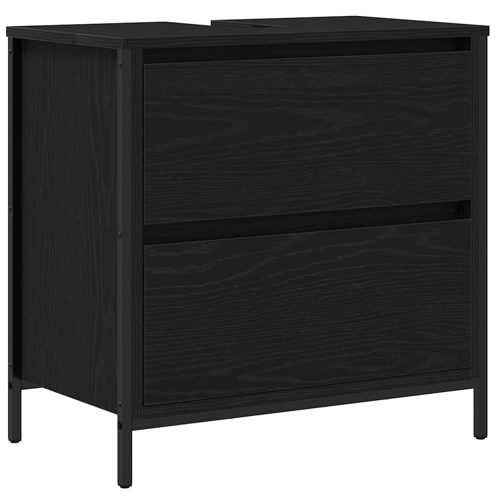 2-tlg. Badmöbel-Set Schwarz Eichen-Optik Holzwerkstoff