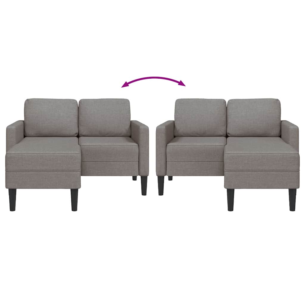 2-Sitzer-Sofa mit Chaiselongue L-Form Taupe 125 cm Stoff