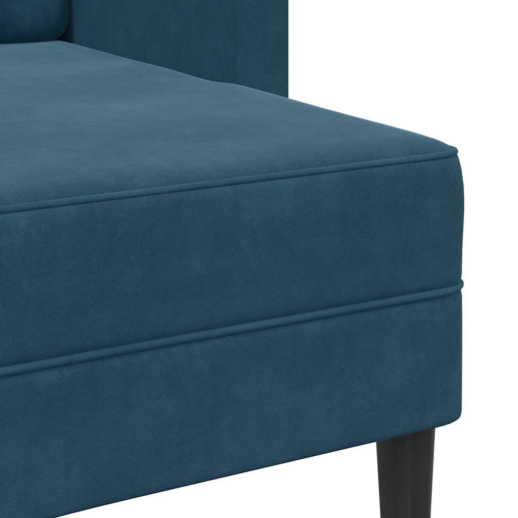 2-Sitzer-Sofa mit Chaiselongue L-Form Blau 125 cm Samt