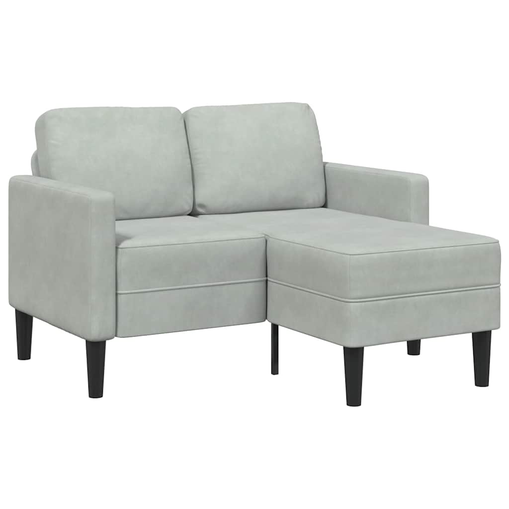 2-Sitzer-Sofa mit Chaiselongue L-Form Hellgrau 125 cm Samt