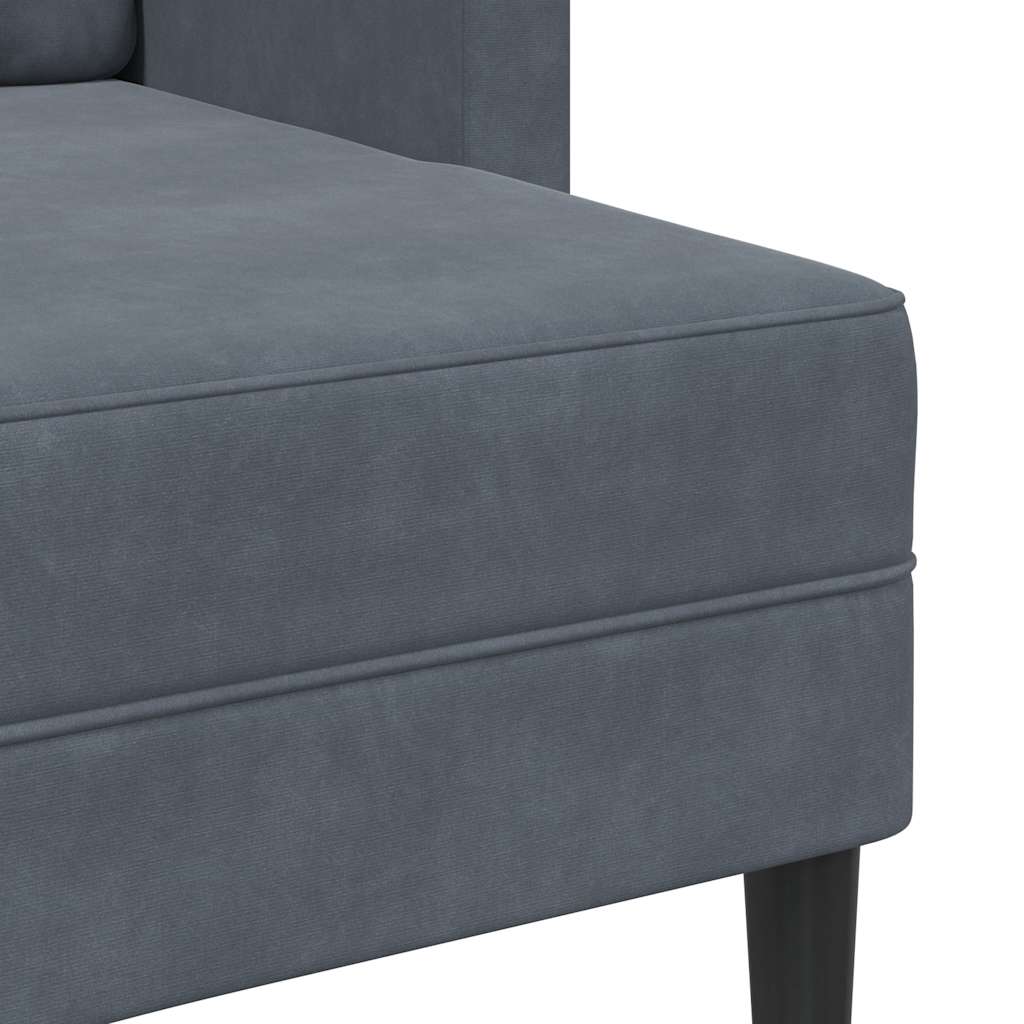 2-Sitzer-Sofa mit Chaiselongue L-Form Dunkelgrau 125 cm Samt
