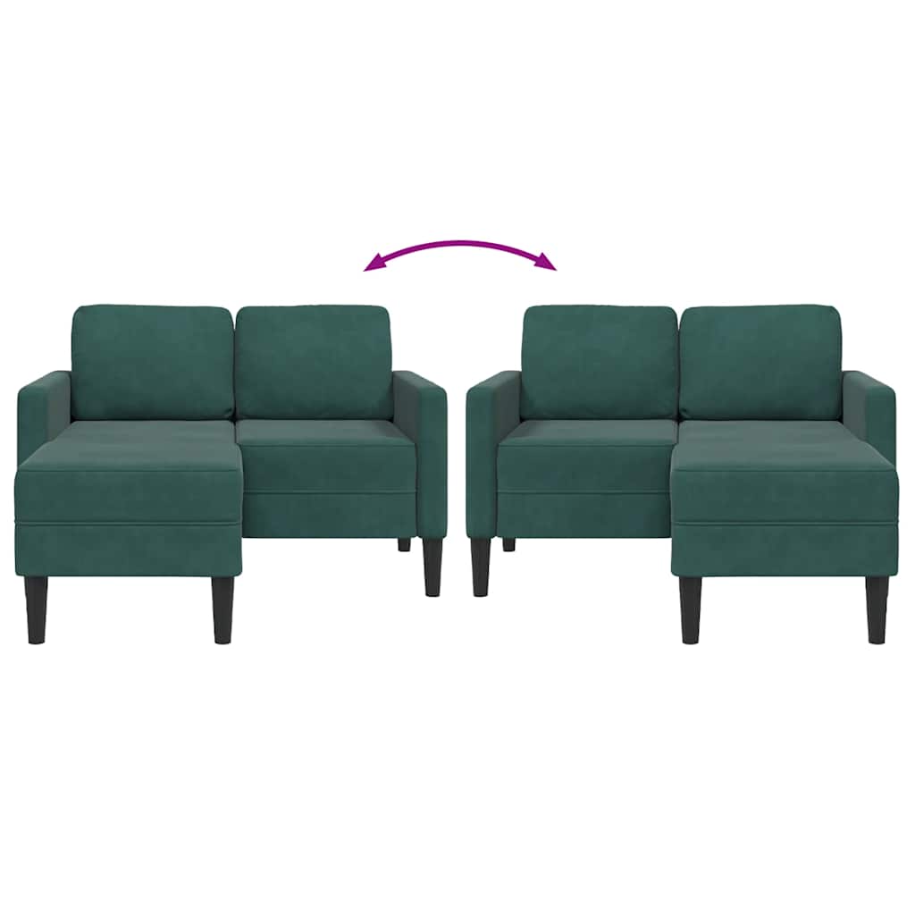 2-Sitzer-Sofa mit Chaiselongue L-Form Dunkelgrün 125 cm Samt