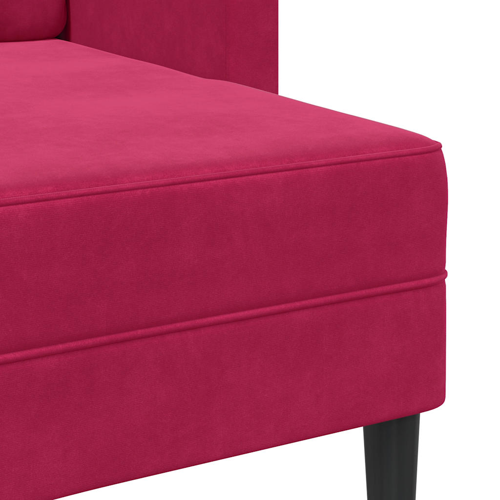 2-Sitzer-Sofa mit Chaiselongue L-Form Weinrot 125 cm Samt