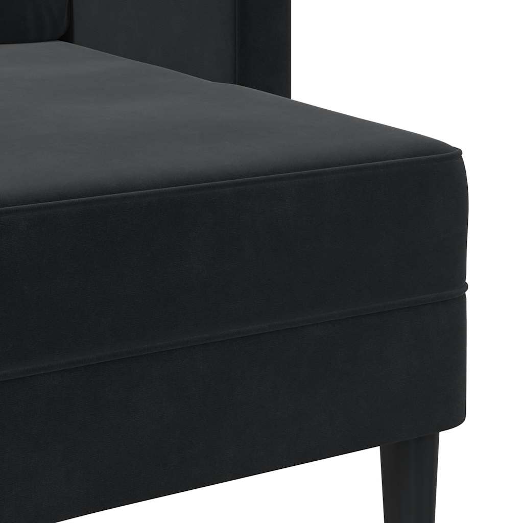 2-Sitzer-Sofa mit Chaiselongue L-förmig Schwarz 125 cm Samt
