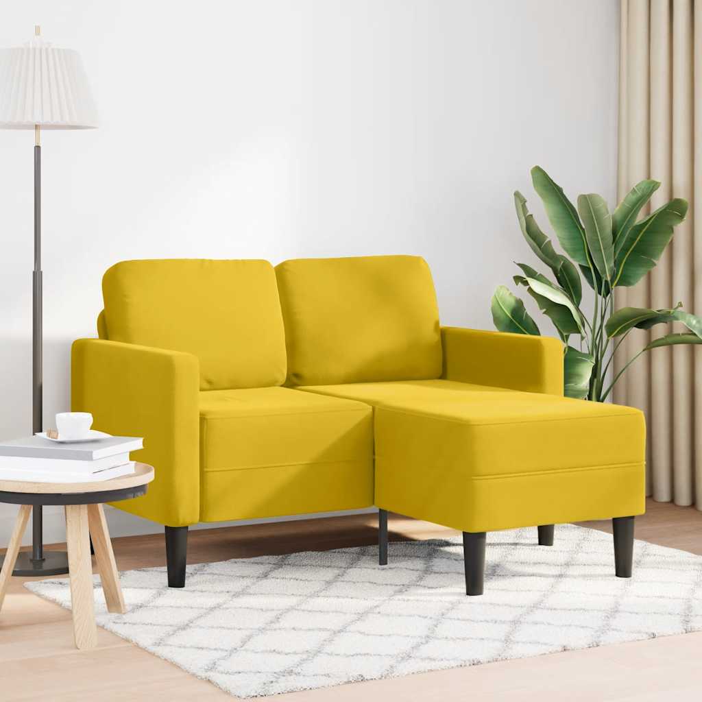 2-Sitzer-Sofa mit Chaiselongue L-Form Gelb 125 cm Samt