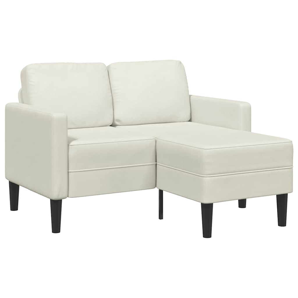2-Sitzer-Sofa mit Chaiselongue L-Form Creme 125 cm Samt