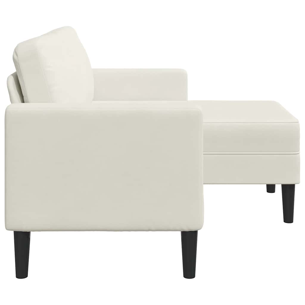 2-Sitzer-Sofa mit Chaiselongue L-Form Creme 125 cm Samt