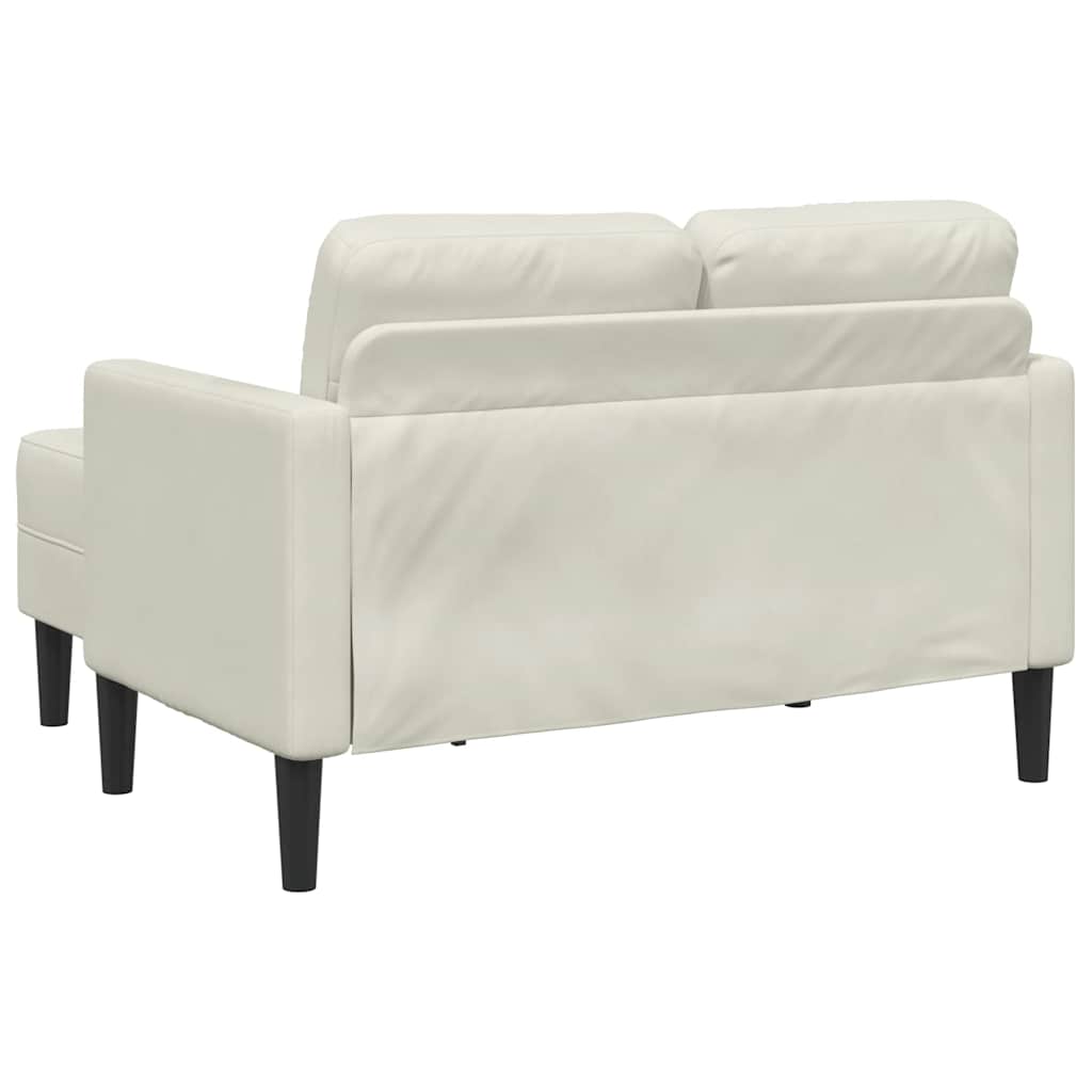 2-Sitzer-Sofa mit Chaiselongue L-Form Creme 125 cm Samt