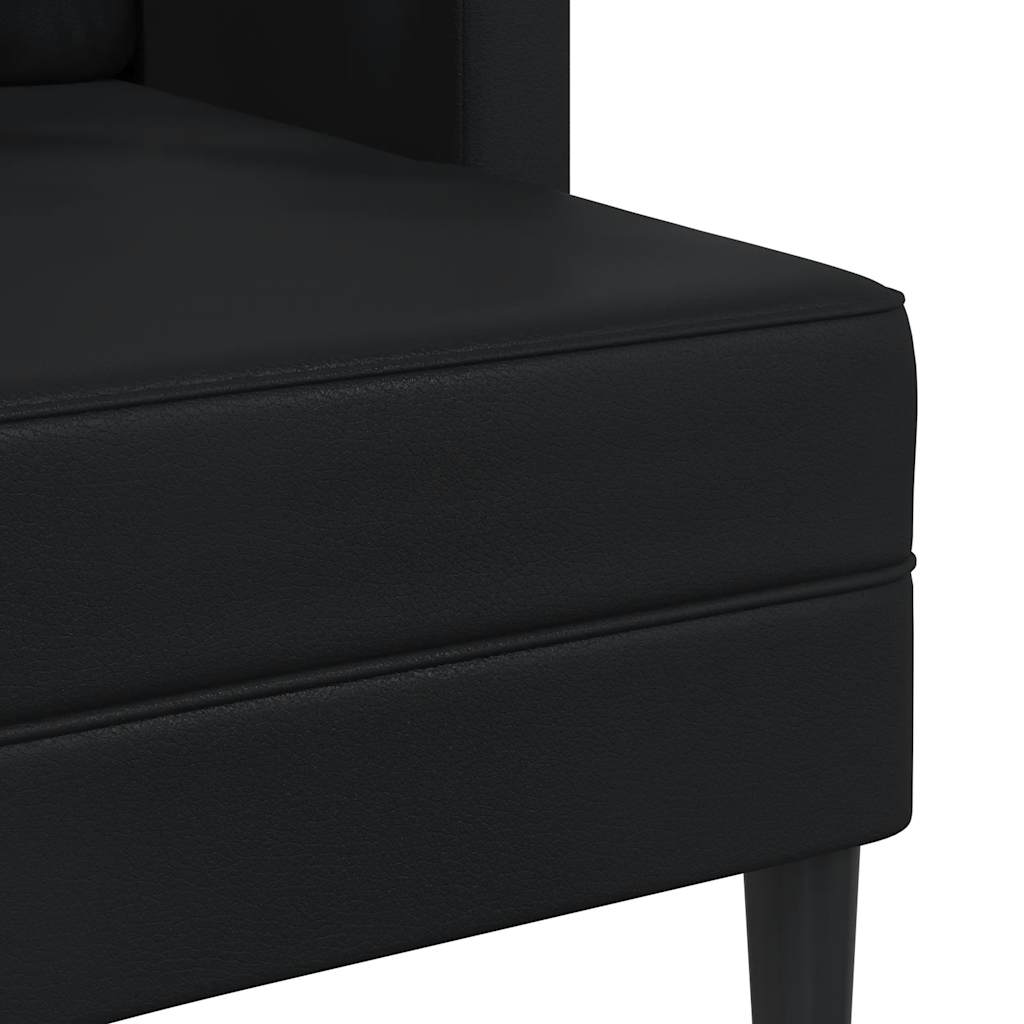 2-Sitzer-Sofa mit Chaiselongue L-förmig Schwarz 125 cm Kunstleder
