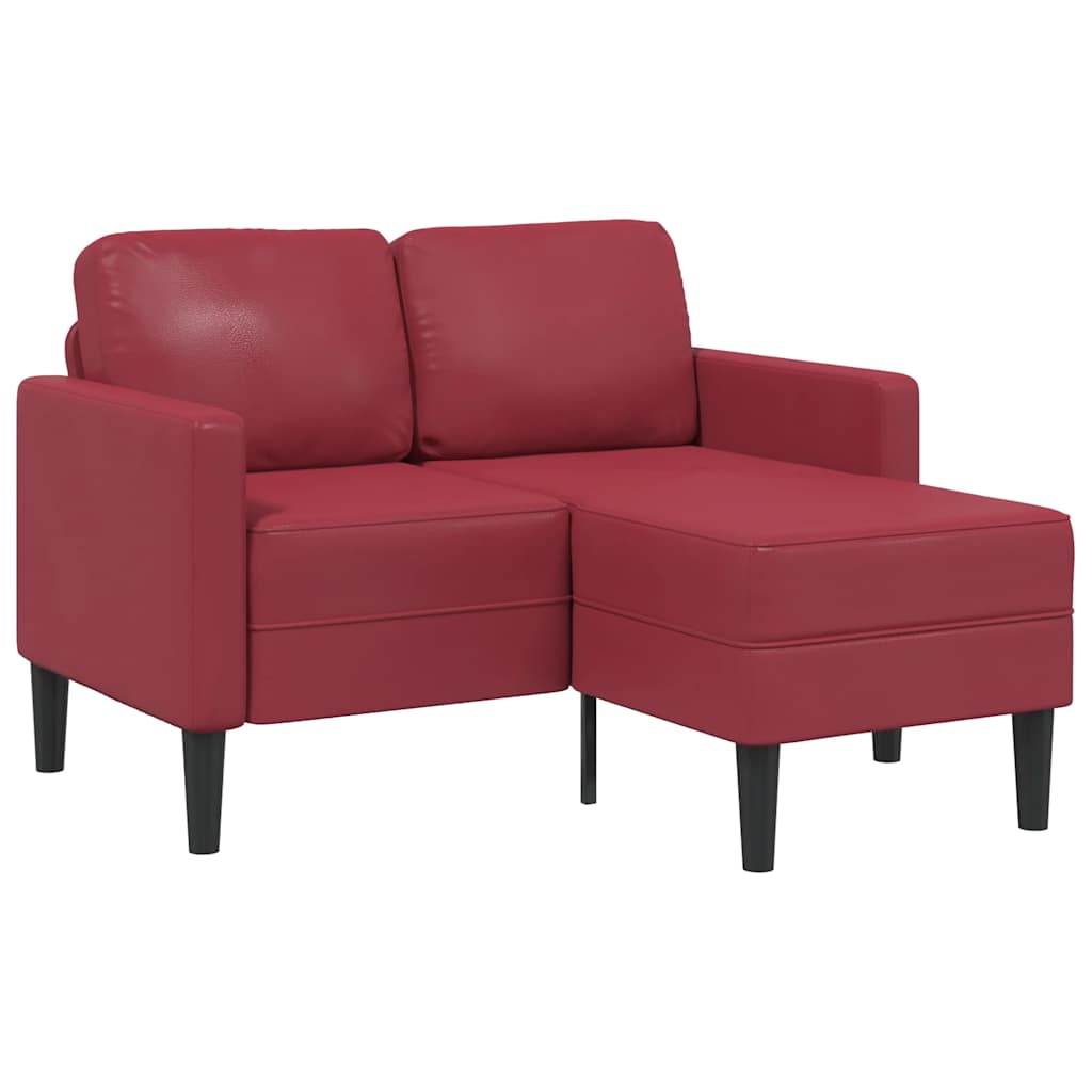 2-Sitzer-Sofa mit Chaiselongue L-Form Weinrot 125 cm Kunstleder