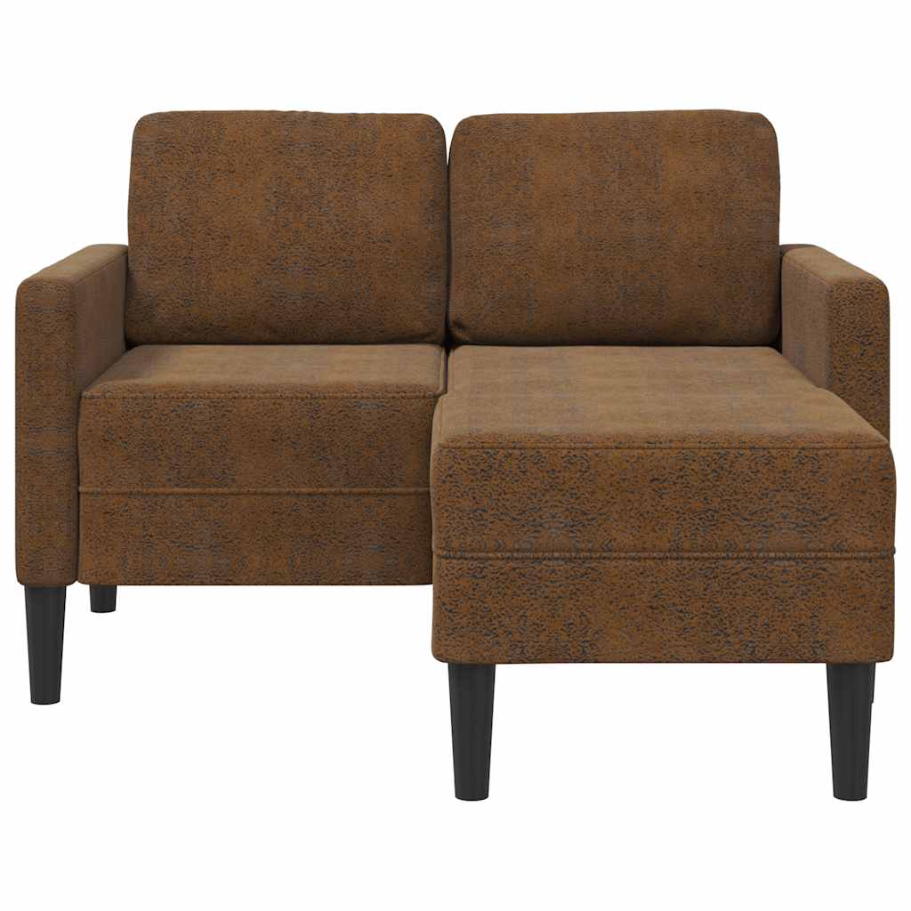 2-Sitzer-Sofa mit Chaiselongue L-Form Braun 125 cm Kunstleder
