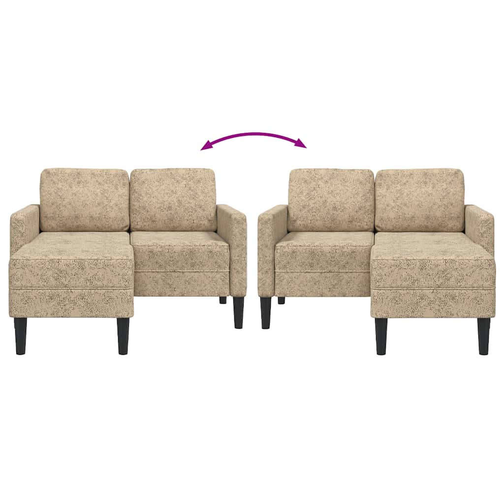 2-Sitzer-Sofa mit Chaiselongue L-Form Hellgrau 125cm Kunstleder