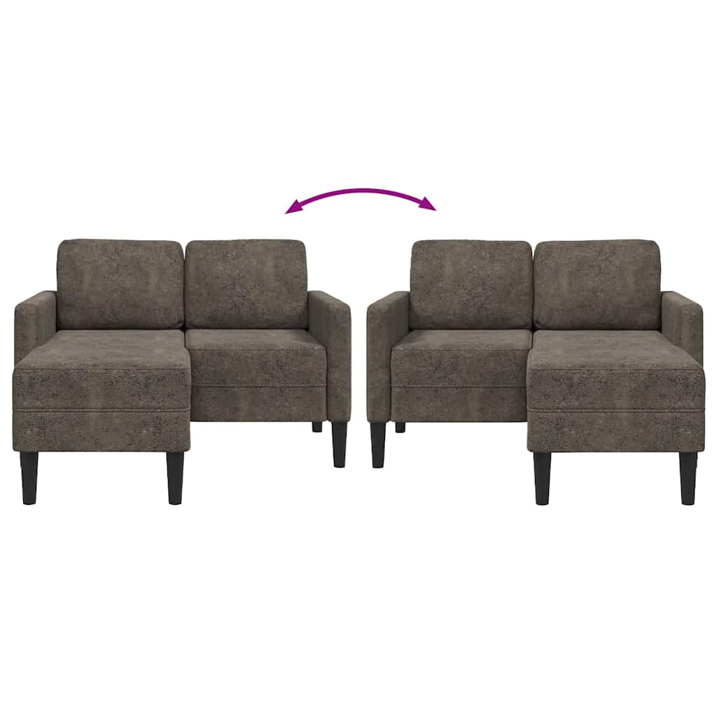 2er-Sofa mit Chaiselongue L-Form Dunkelgrau 125 cm Kunstleder