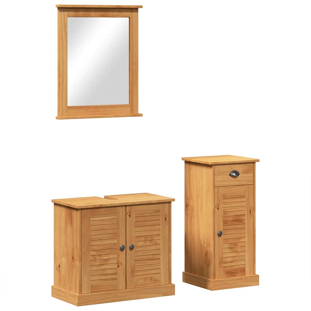 Badezimmermöbel-Set VIGO 3 pcs Honigbraun Massives Kiefernholz