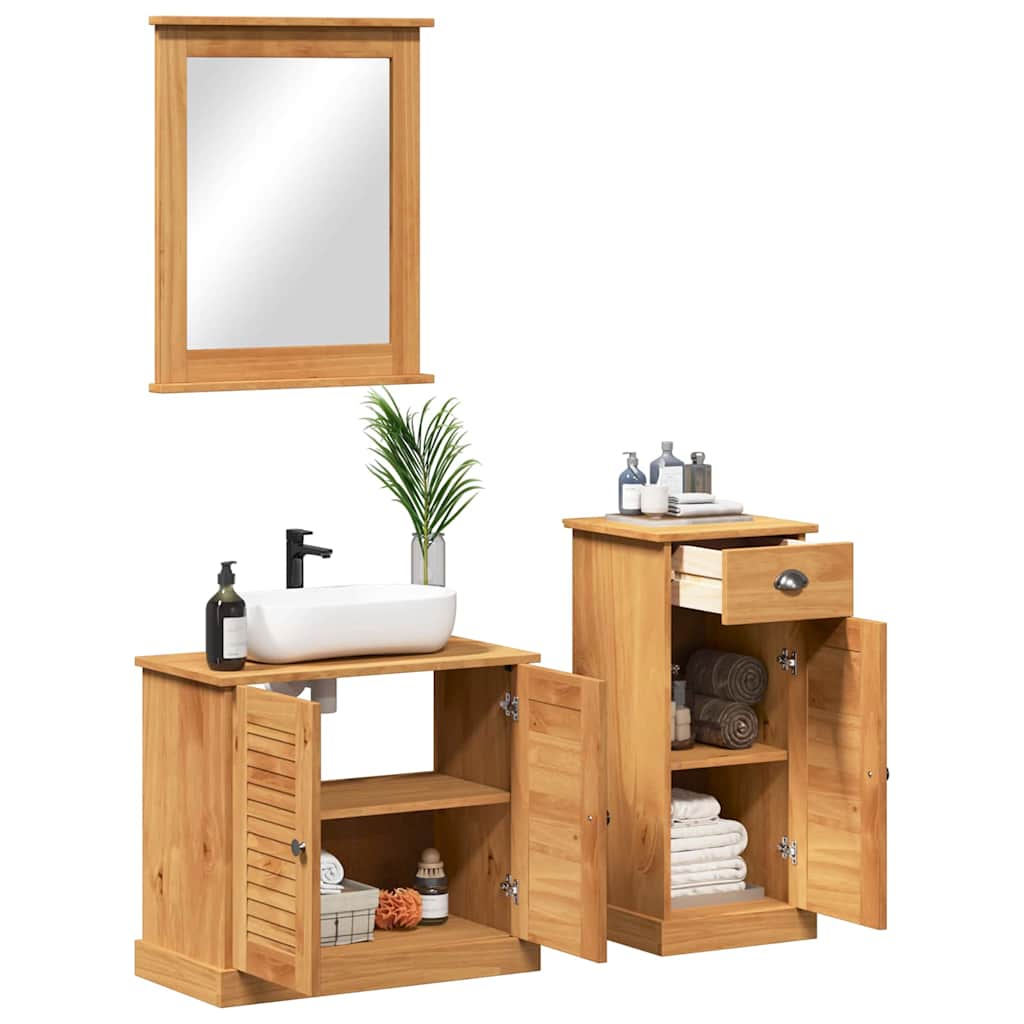 Badezimmermöbel-Set VIGO 3 pcs Honigbraun Massives Kiefernholz
