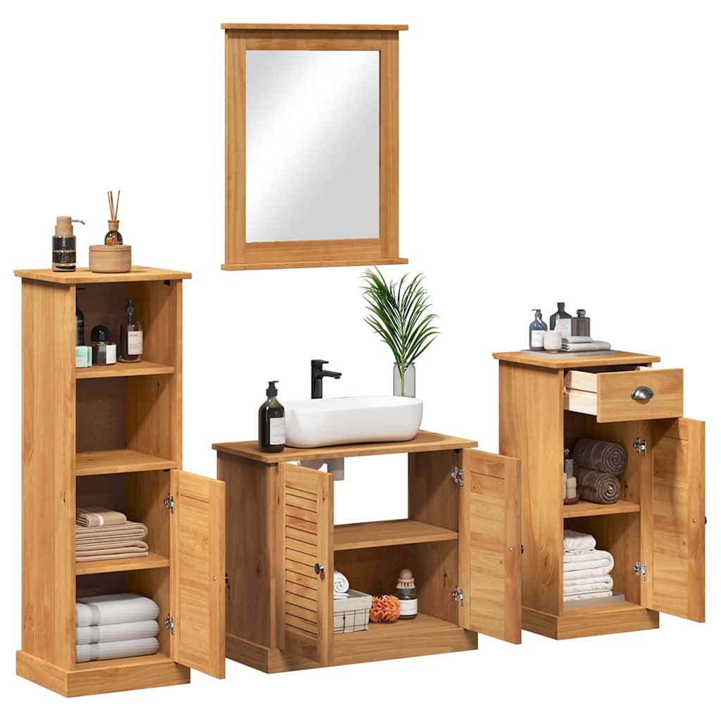 Badezimmermöbel-Set VIGO 4 pcs Honigbraun Massives Kiefernholz