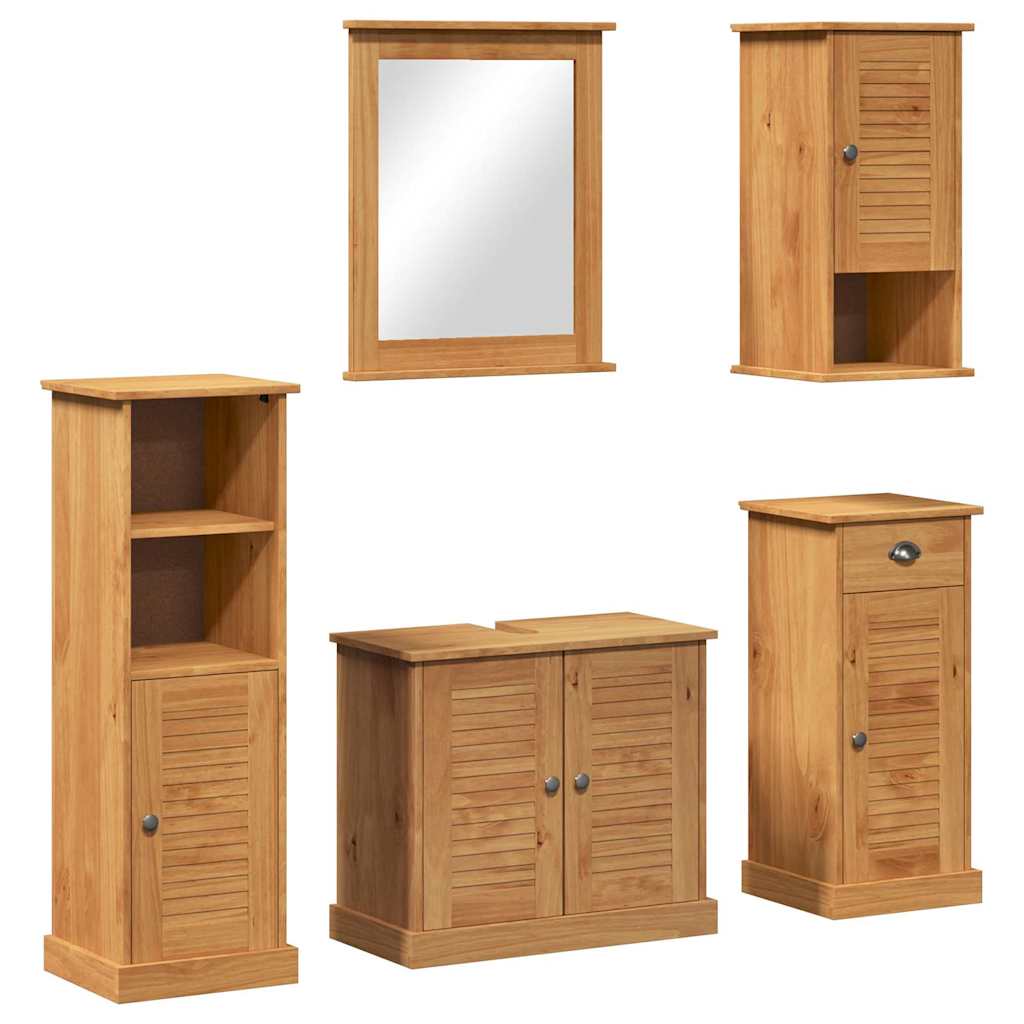 Badezimmermöbel-Set VIGO 5 pcs Honigbraun Massives Kiefernholz