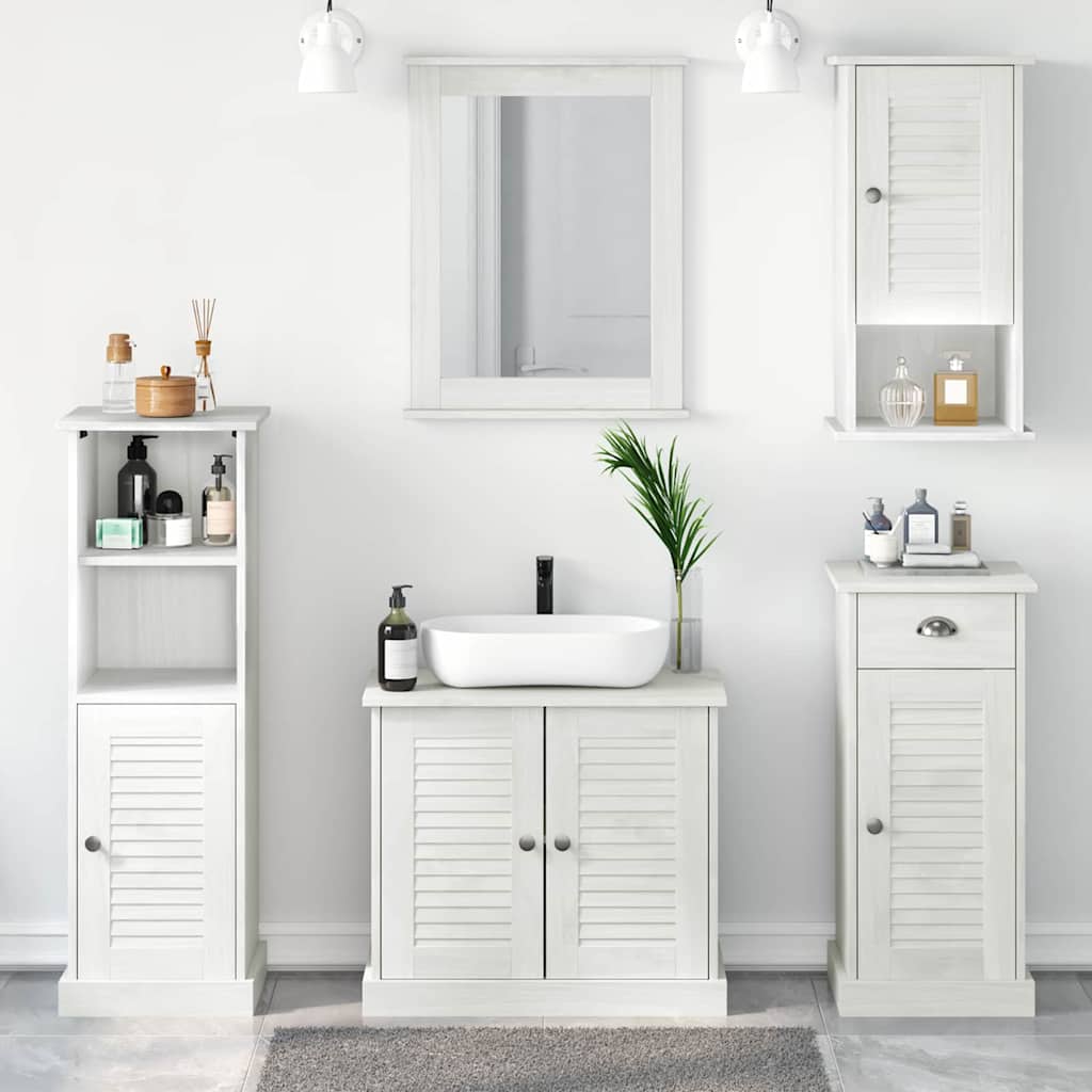 Badezimmermöbel-Set VIGO 5 pcs Antik Weiß Massives Kiefernholz
