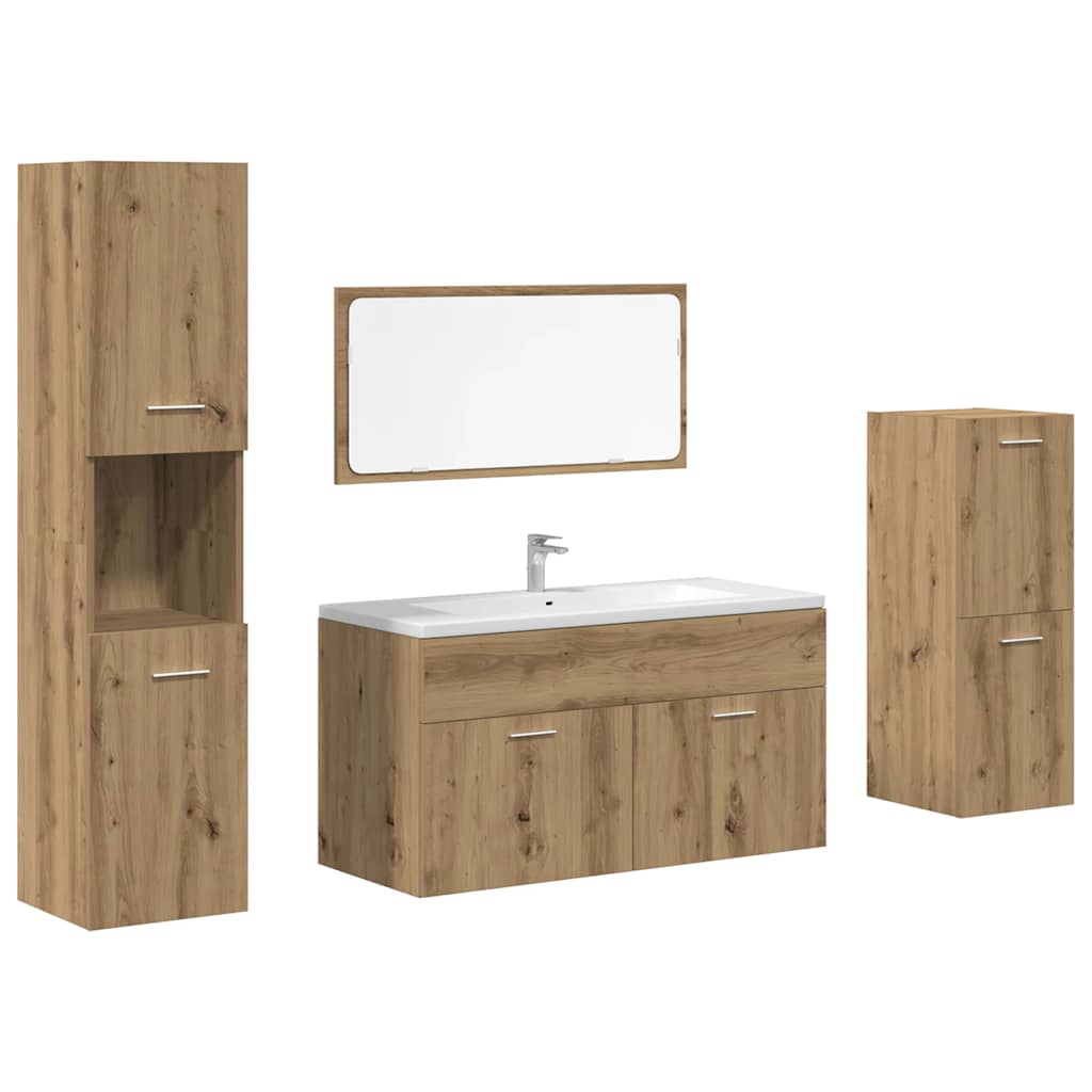 4-tlg. Badmöbel-Set Artisan-Eiche Holzwerkstoff