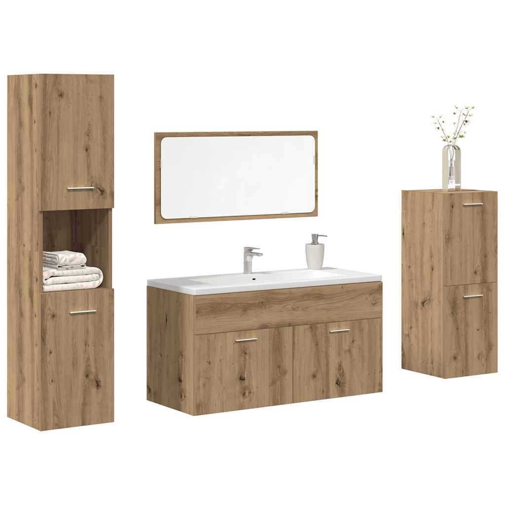 4-tlg. Badmöbel-Set Artisan-Eiche Holzwerkstoff