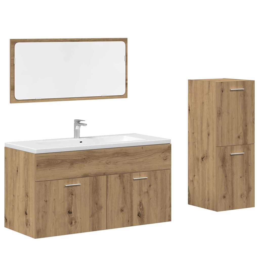 3-tlg. Badmöbel-Set Artisan-Eiche Holzwerkstoff