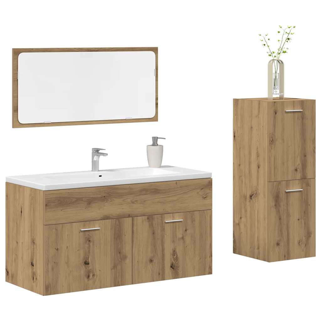 3-tlg. Badmöbel-Set Artisan-Eiche Holzwerkstoff