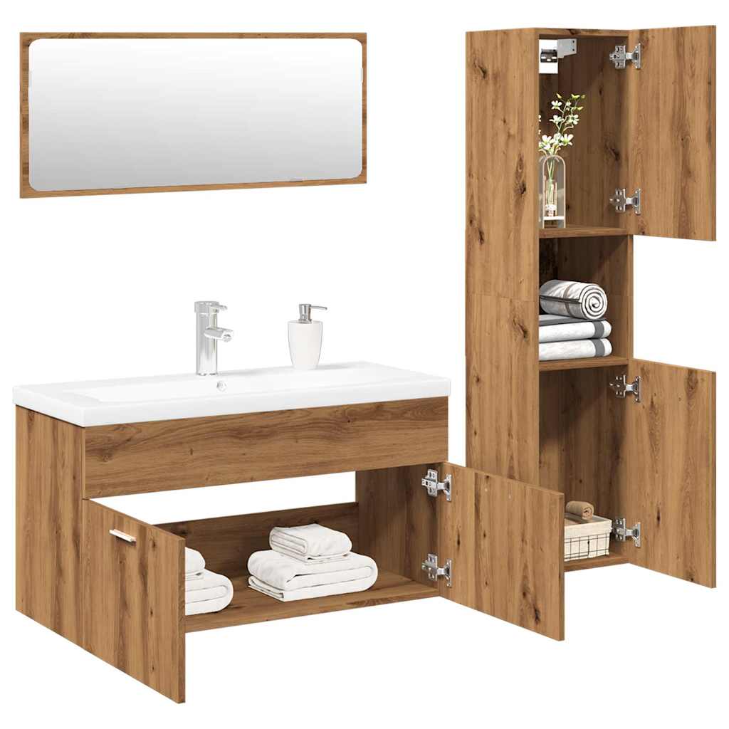 4-tlg. Badmöbel-Set Artisan-Eiche Holzwerkstoff