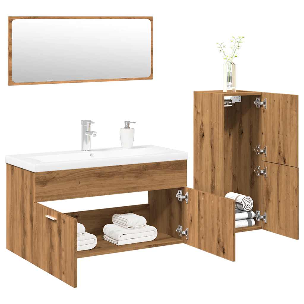 4-tlg. Badmöbel-Set Artisan-Eiche Holzwerkstoff