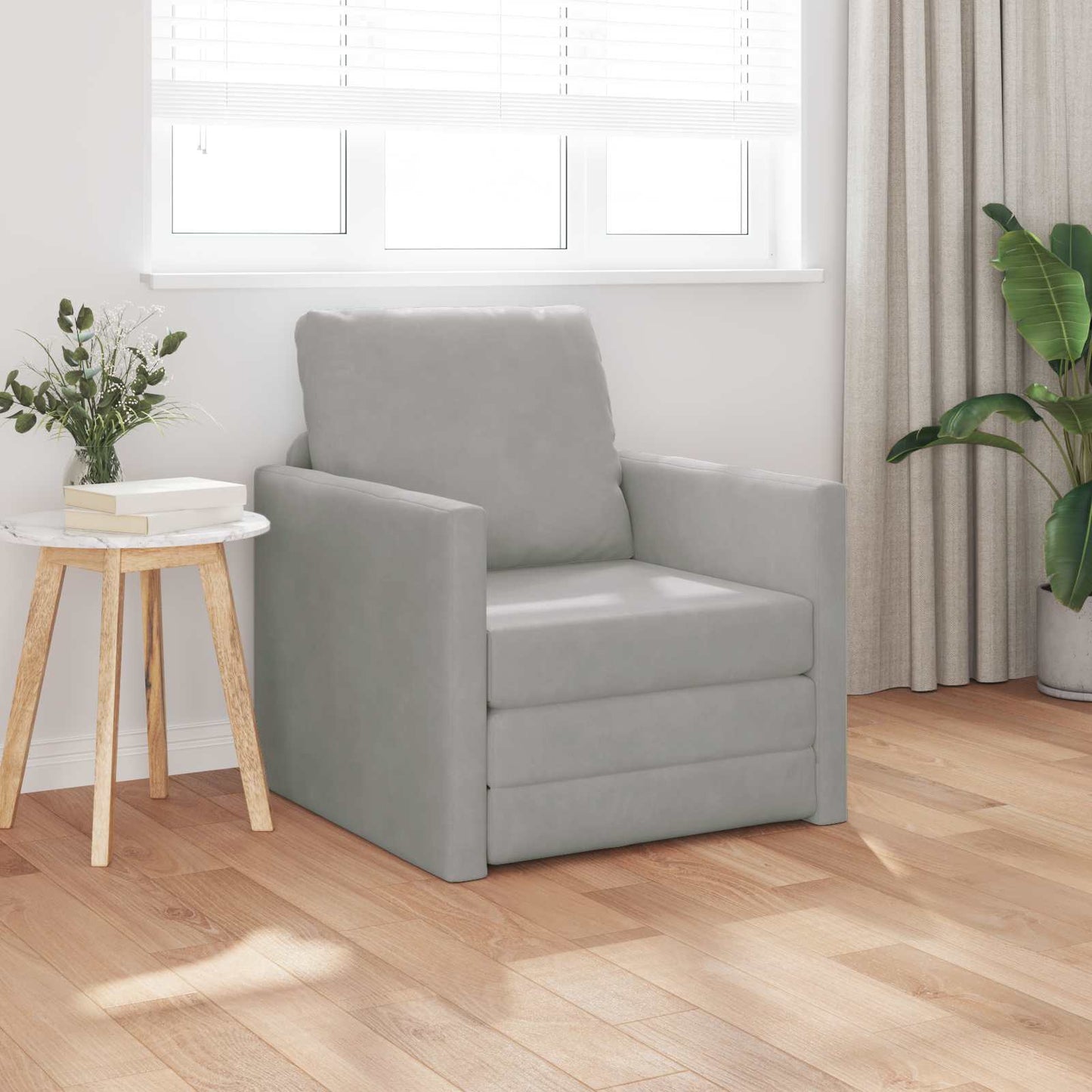 Schlafsofa Hellgrau 74 x 77 x 81 cm Samt
