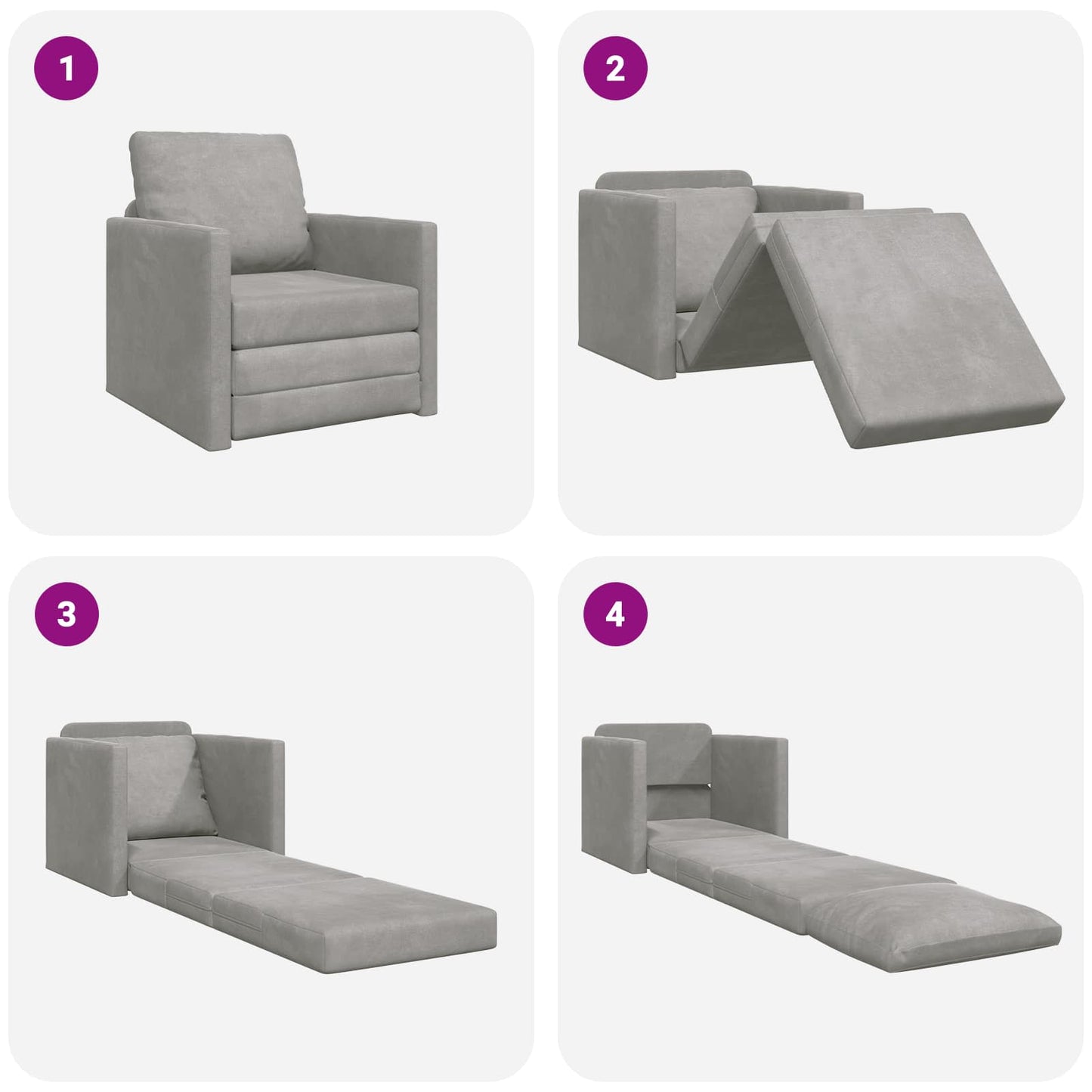 Schlafsofa Hellgrau 74 x 77 x 81 cm Samt