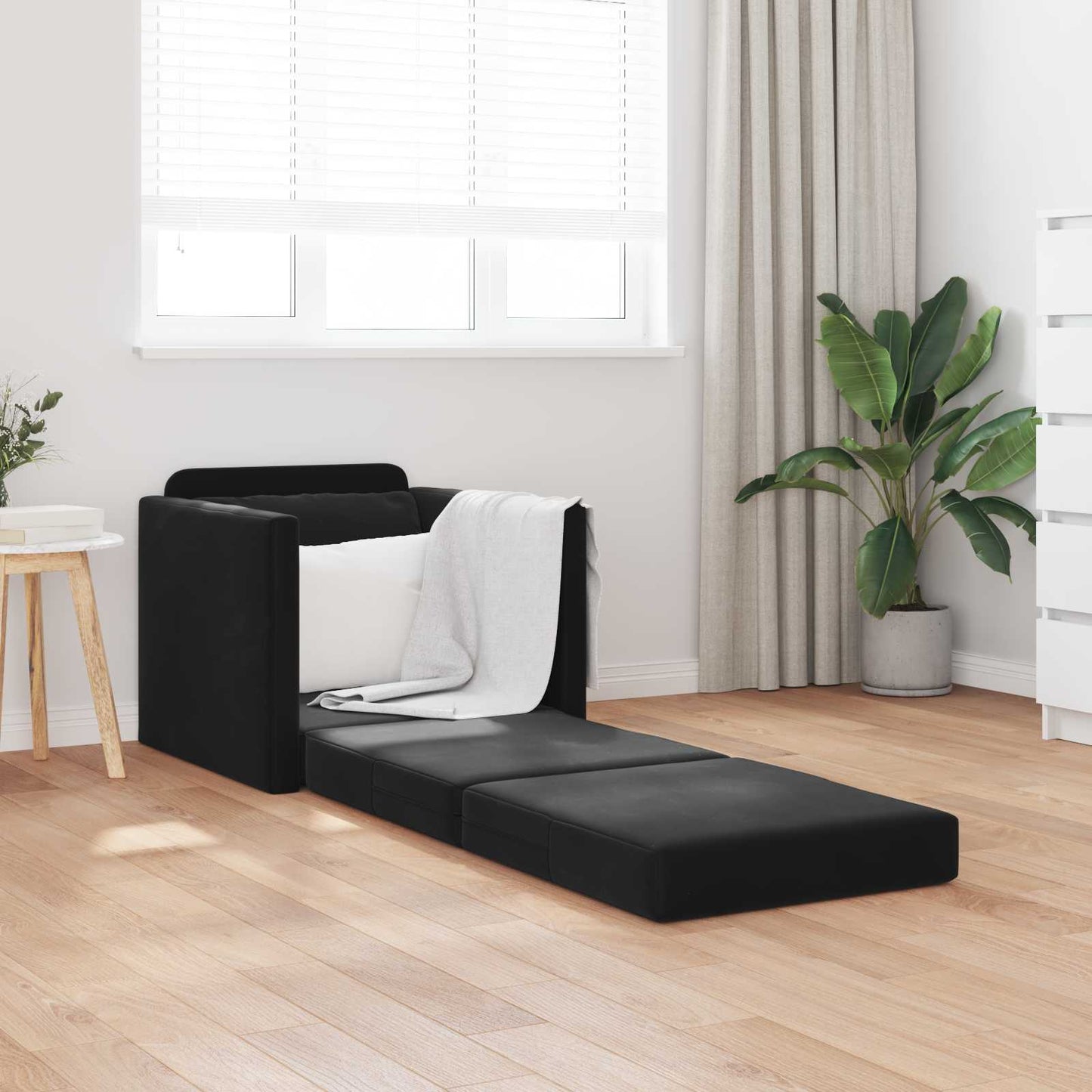 Schlafsofa Schwarz 74 x 77 x 81 cm Samt