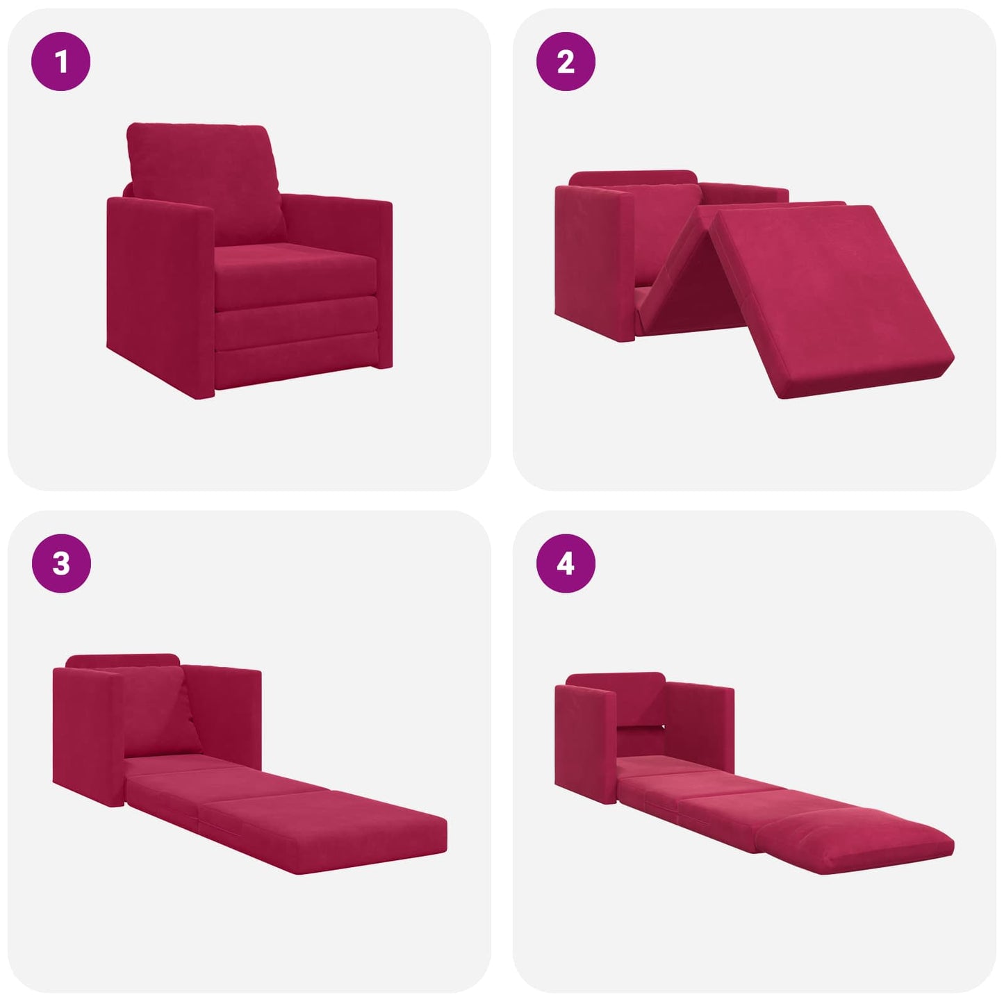 Schlafsofa Weinrot 74 x 77 x 81 cm Samt