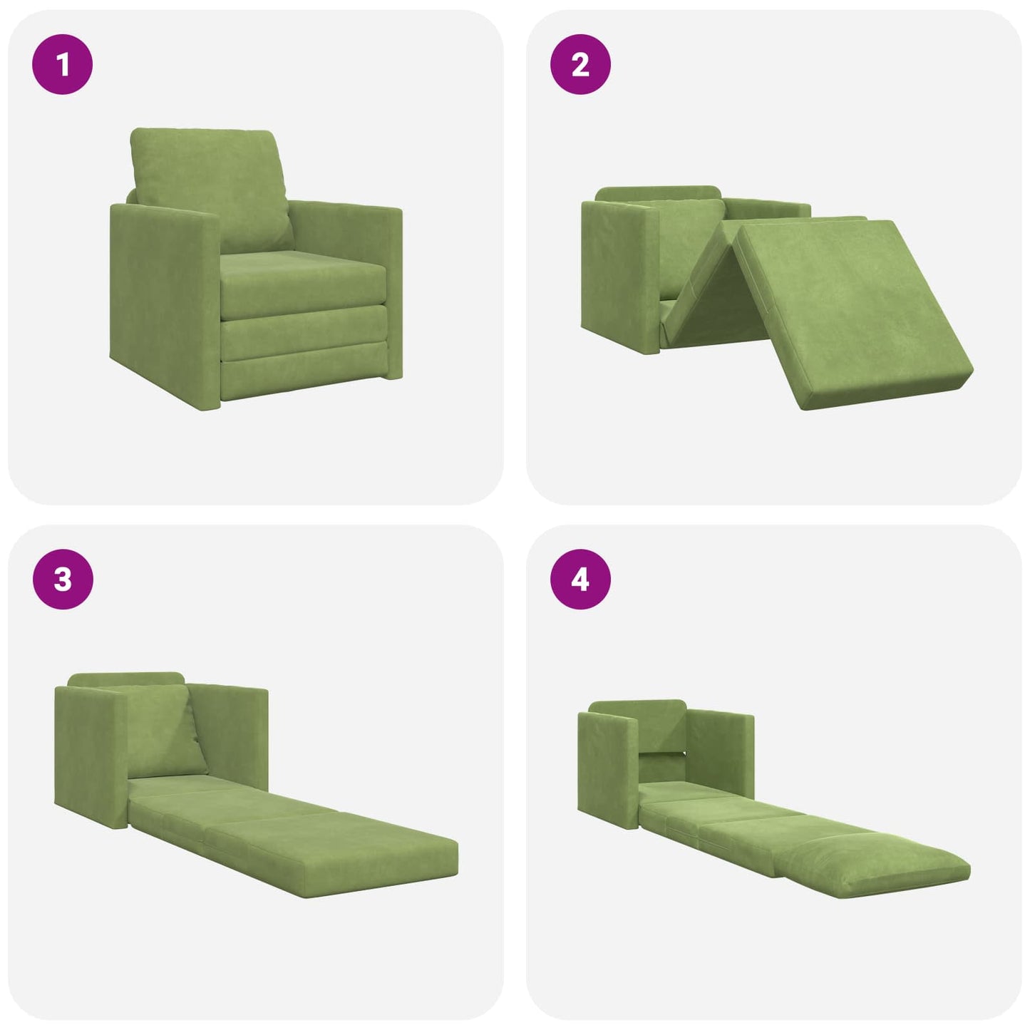 Schlafsofa Hellgrün 74 x 77 x 81 cm Samt