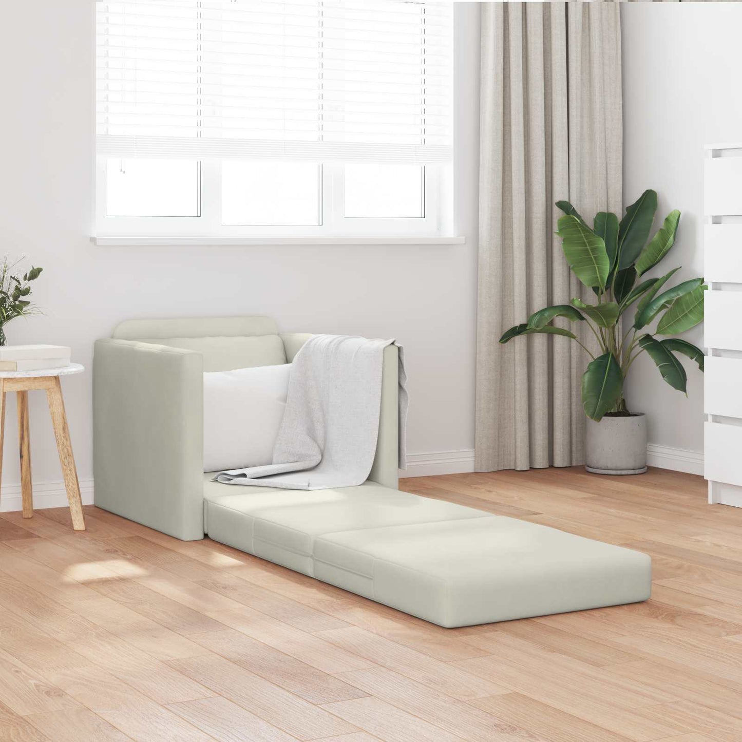 Schlafsofa Creme 74 x 77 x 81 cm Samt