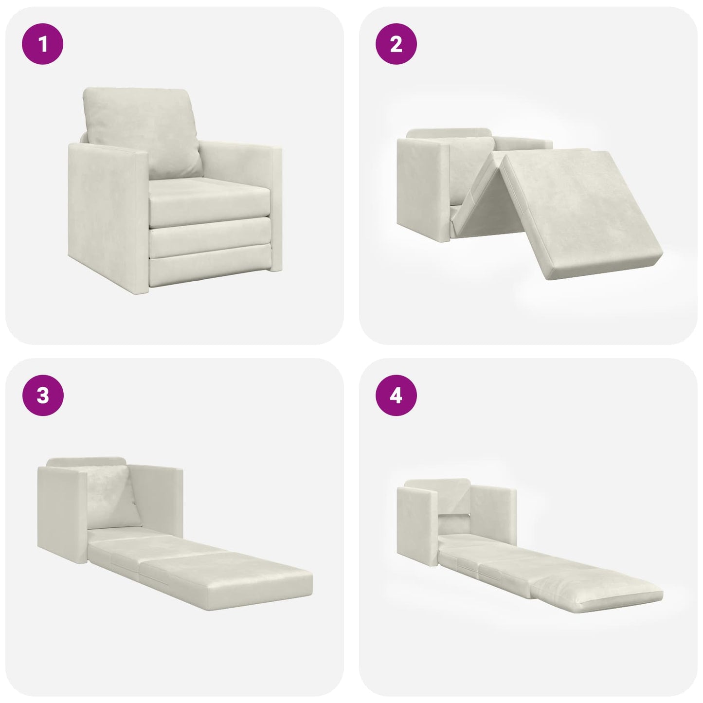Schlafsofa Creme 74 x 77 x 81 cm Samt