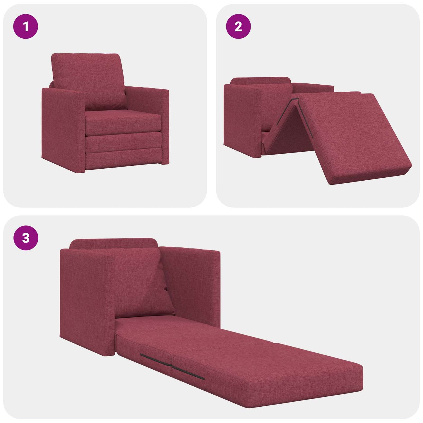 Schlafsofa Weinrot 74 x 77 x 81 cm Stoff