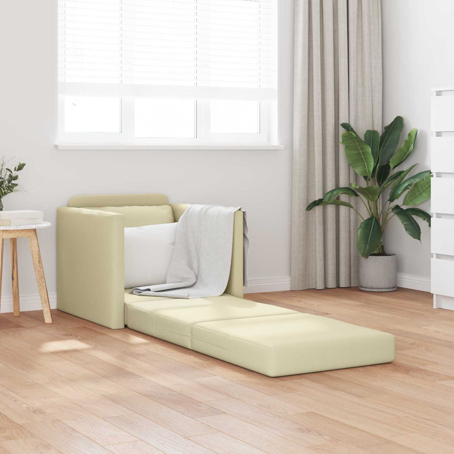 Schlafsofa 60cm Creme Kunstleder