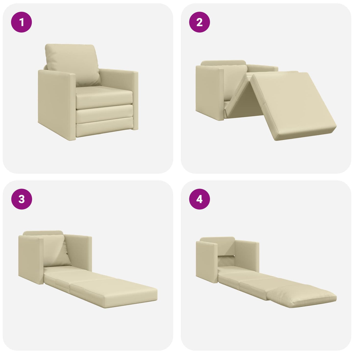 Schlafsofa 60cm Creme Kunstleder